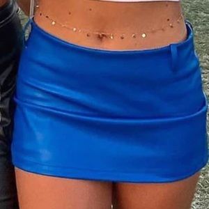 Genie Blue PU Mini Skirt